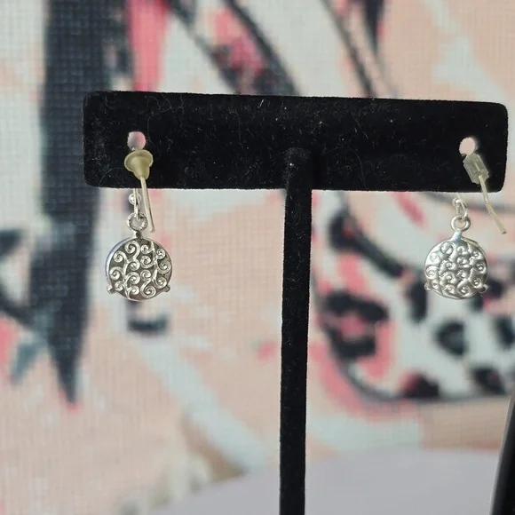 Unbranded Blue Opalescent Pendant Necklace & Drop Earrings Set Silver Tone Flora - Picture 8 of 8